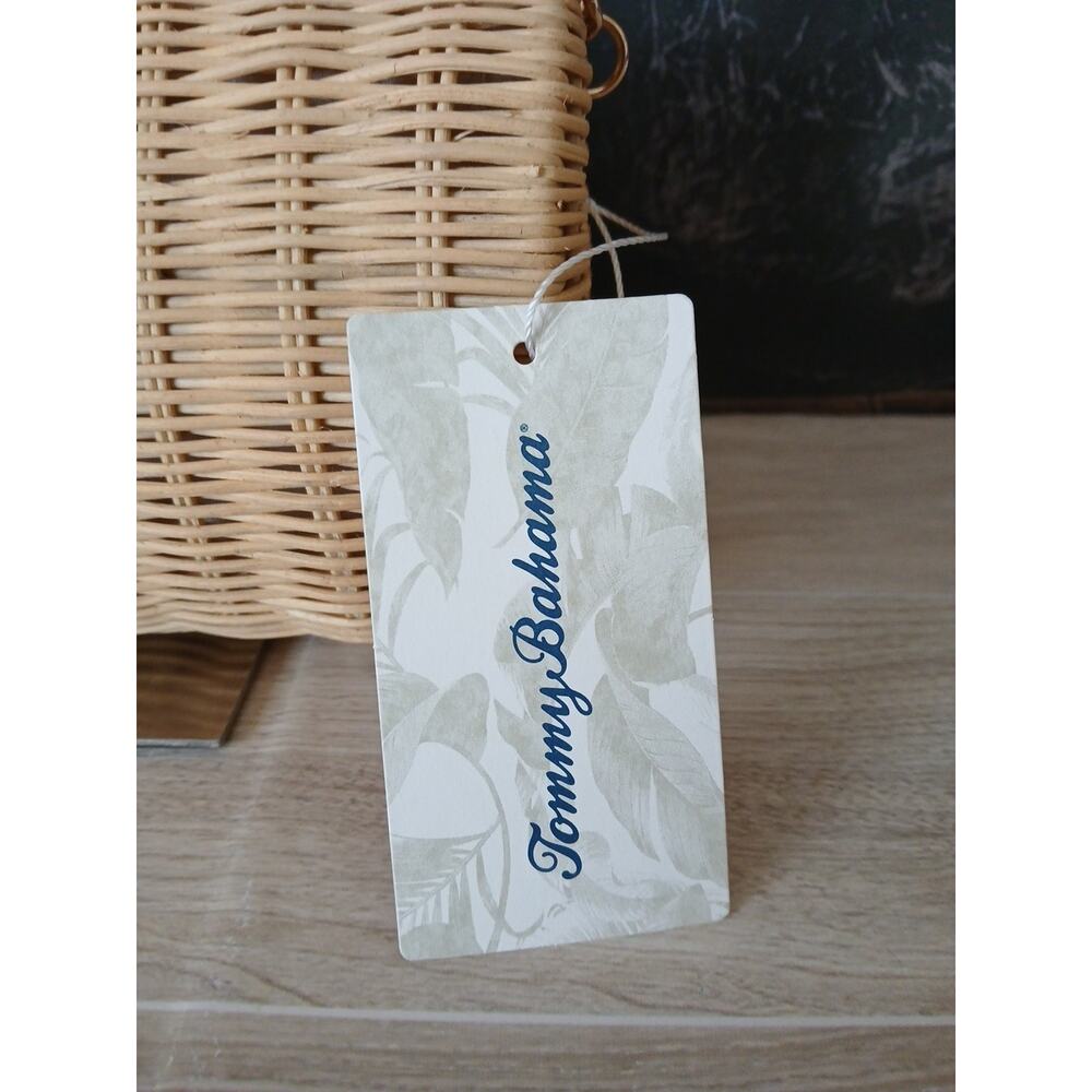 Tommy Bahama Woven Wicker Purse Clutch Bag New With Tags Turnlock Tan Cream - Picture 3 of 15